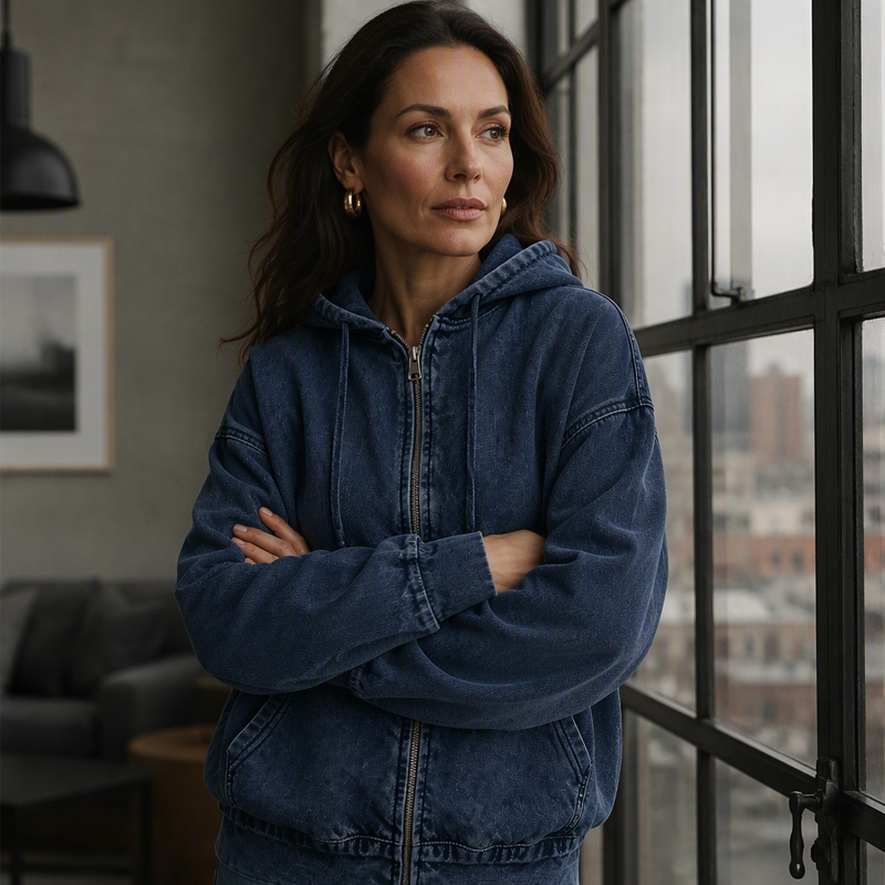 Vintage Gewassen Hoodie met Ritssluiting-7