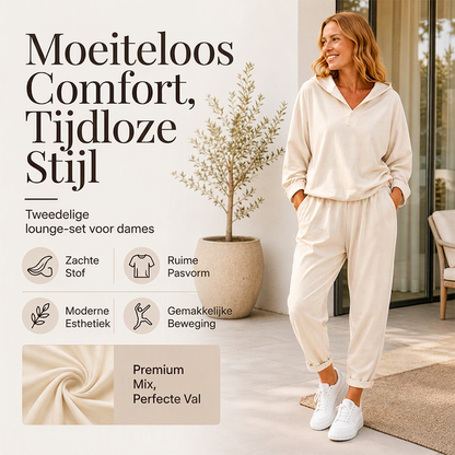 Casual 2-Delige Lounge Set met Capuchontop en Relaxte Broek