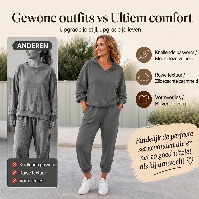 Casual 2-Delige Lounge Set met Capuchontop en Relaxte Broek-2