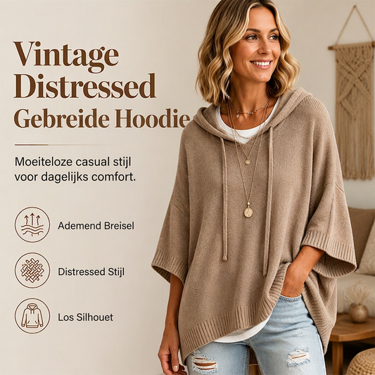 Oversized Gebreide Hoodie met Vintage Look