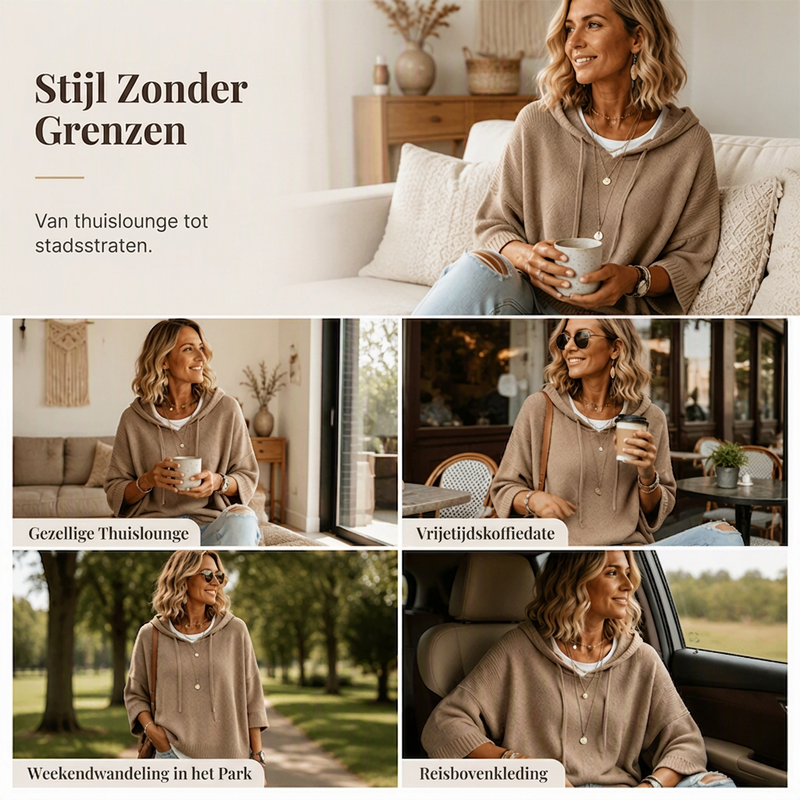 Oversized Gebreide Hoodie met Vintage Look-4