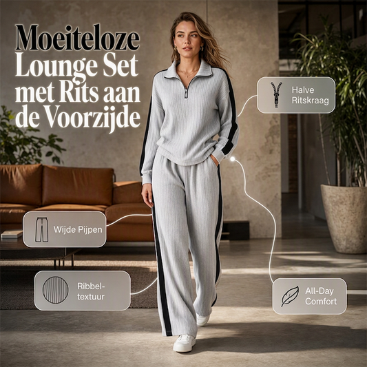 Geribde Lounge Set met Halve Rits