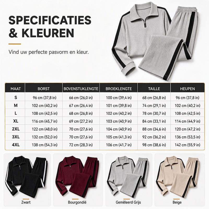 Geribde Lounge Set met Halve Rits-10