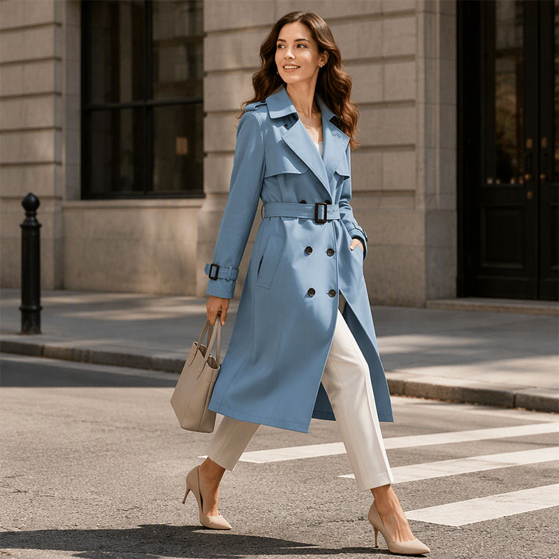 Klassieke Dubbelrijige Trenchcoat met Tailleceintuur-3