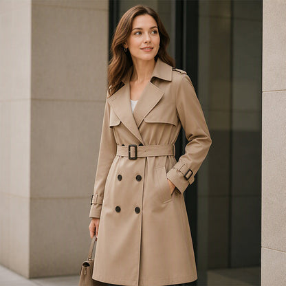 Klassieke Dubbelrijige Trenchcoat met Tailleceintuur