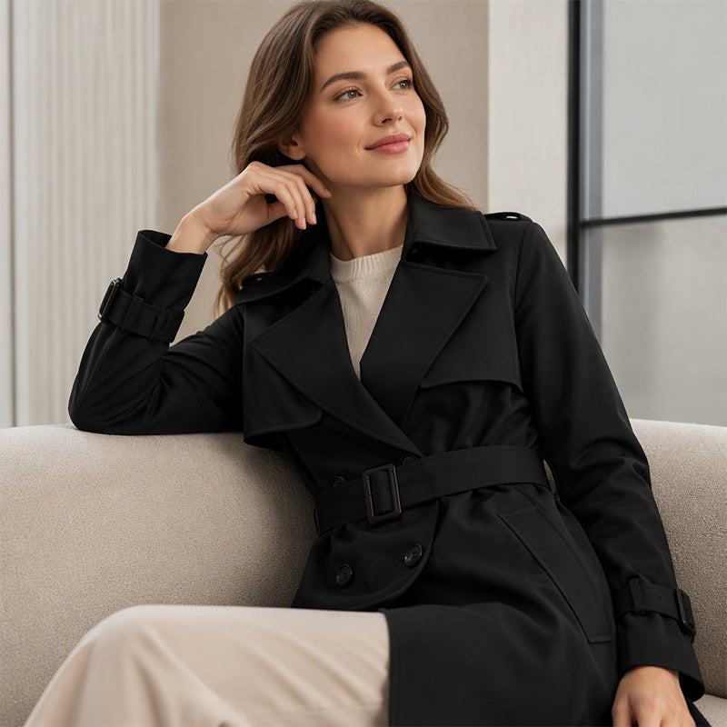 Klassieke Dubbelrijige Trenchcoat met Tailleceintuur-4
