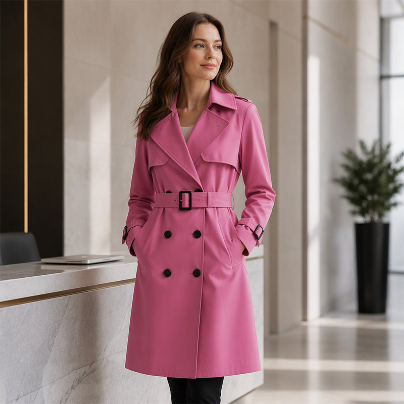 Klassieke Dubbelrijige Trenchcoat met Tailleceintuur-1