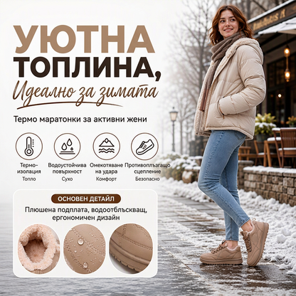 ✨ Дамски зимни обувки с плюшена подплата и неплъзгаща се подметка ❄️👢