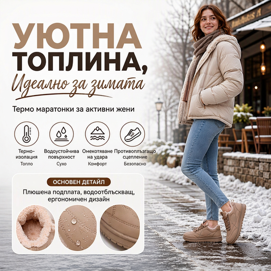 ✨ Дамски зимни обувки с плюшена подплата и неплъзгаща се подметка ❄️👢