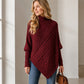 Asymmetrische Kabelgebreide Poncho-Trui met Col-6