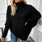 Asymmetrische Kabelgebreide Poncho-Trui met Col-7
