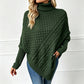 Asymmetrische Kabelgebreide Poncho-Trui met Col-11