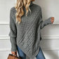 Asymmetrische Kabelgebreide Poncho-Trui met Col-10