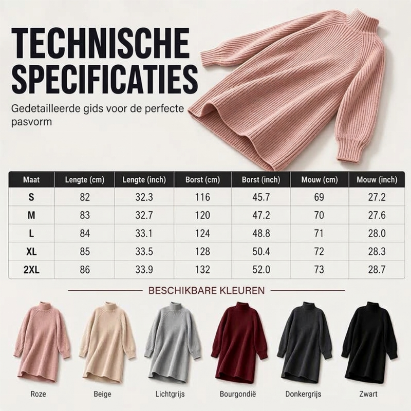 Elegante Gebreide Jurk met Col-7
