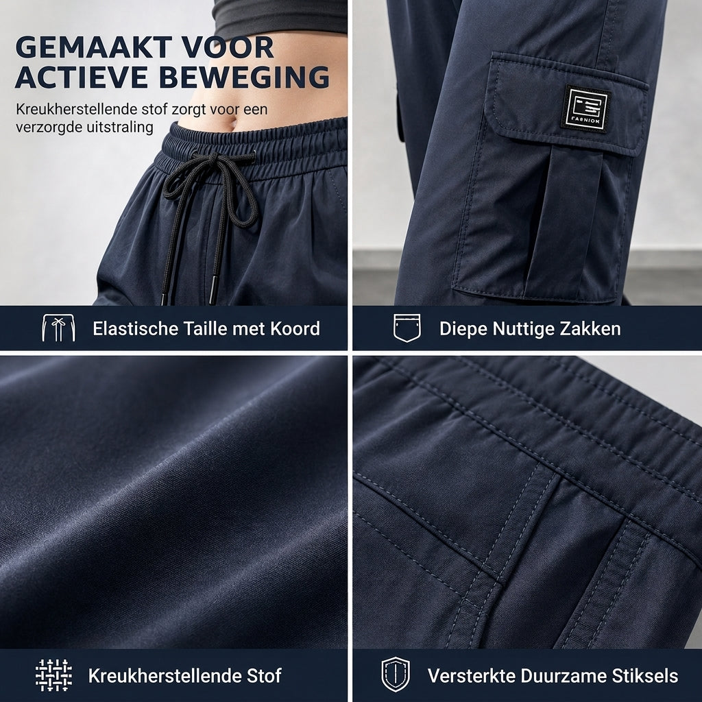 Casual Cargobroek met Trekkoord en Wijde Pijpen-3