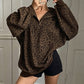 Luipaard Half-Zip Sweater met Opstaande Kraag-8