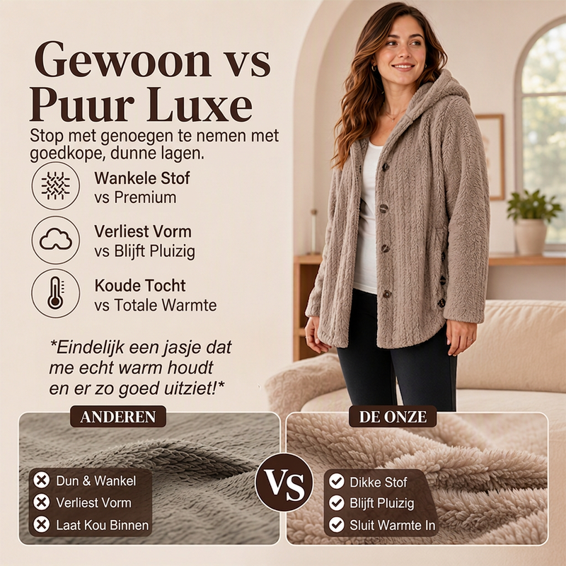 Zacht Pluche Vest met Capuchon en Knoopsluiting-2