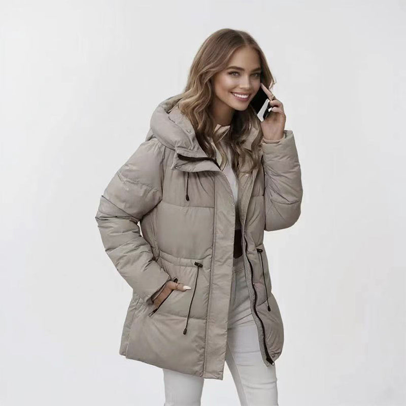 Gewatteerde Winterjas met Capuchon en Verstelbare Taille-11