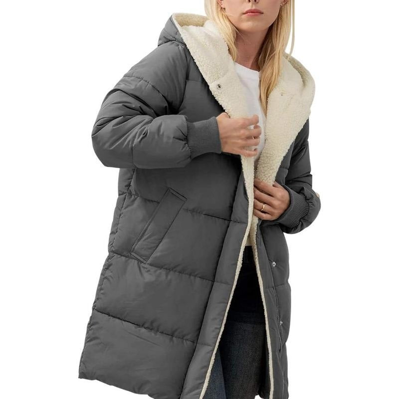 Lange Gewatteerde Winterjas met Sherpa-Voering en Capuchon-5