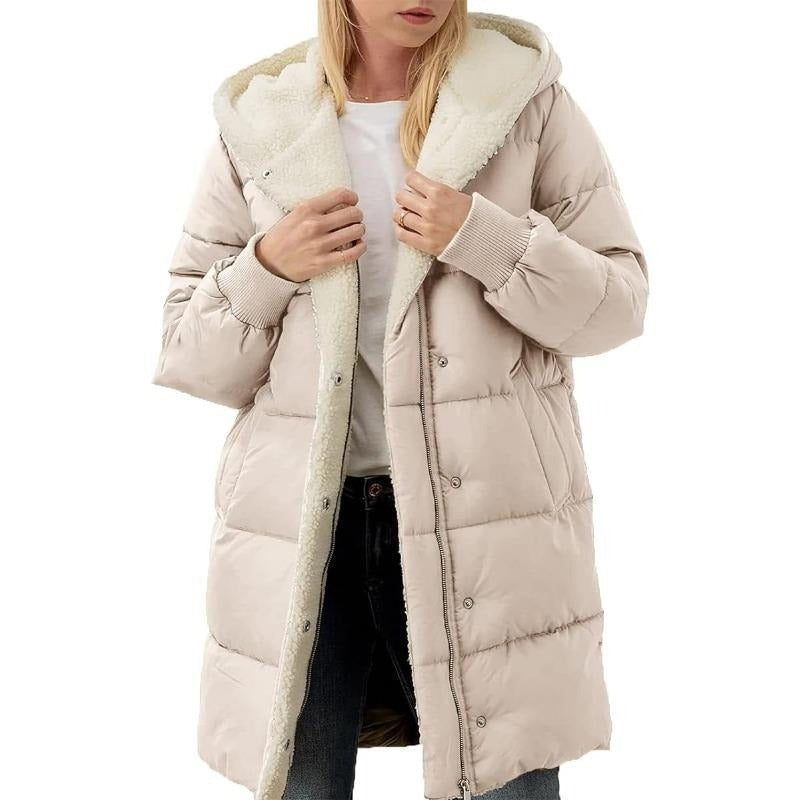 Lange Gewatteerde Winterjas met Sherpa-Voering en Capuchon-3