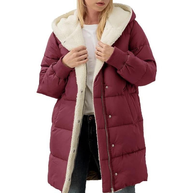 Lange Gewatteerde Winterjas met Sherpa-Voering en Capuchon-9
