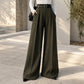Elegante High-Waist Pantalon met Wijde Pijpen en Plooien-1