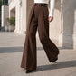 Elegante High-Waist Pantalon met Wijde Pijpen en Plooien-2
