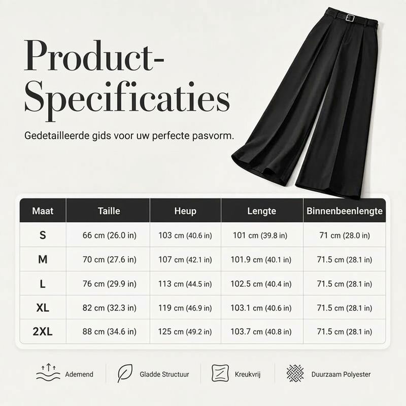 Elegante High-Waist Pantalon met Wijde Pijpen en Plooien-7