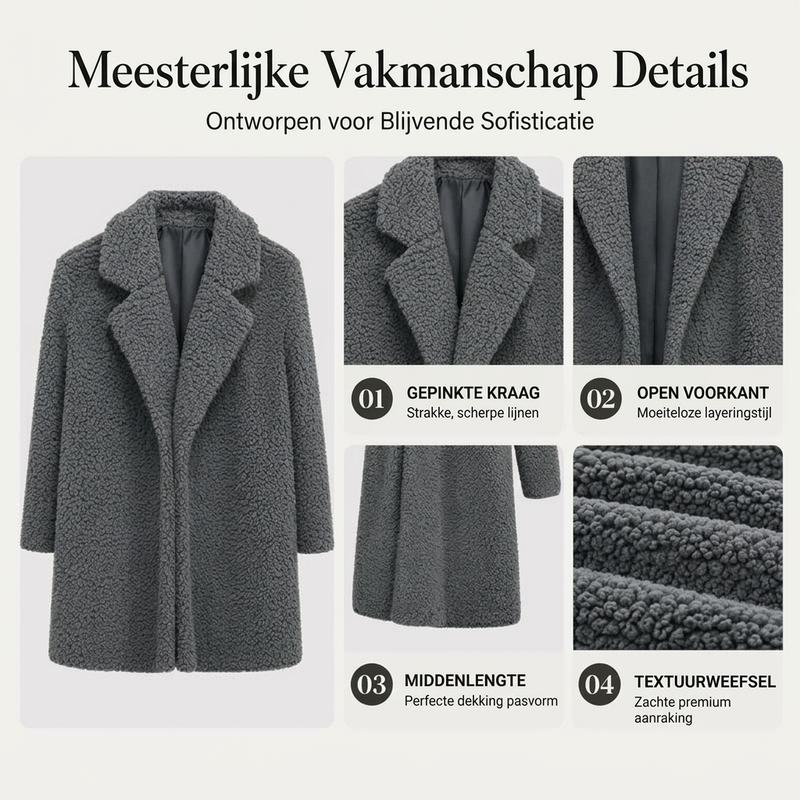 Elegante Lange Teddyjas met Reverskraag-2
