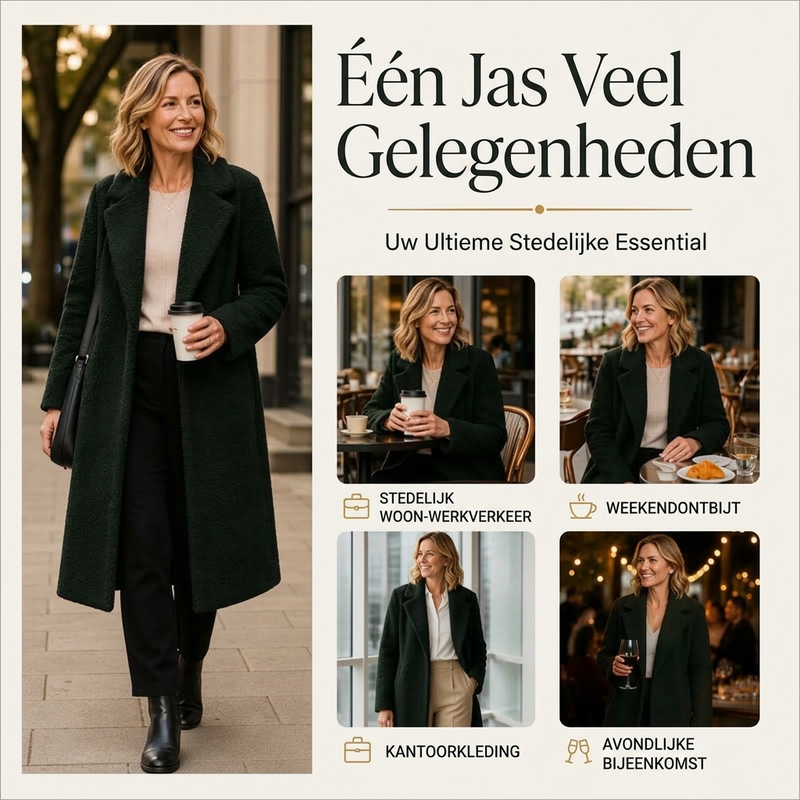 Elegante Lange Teddyjas met Reverskraag-3