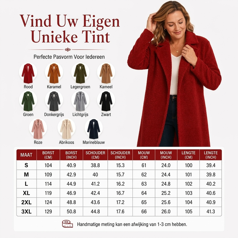 Elegante Lange Teddyjas met Reverskraag-5