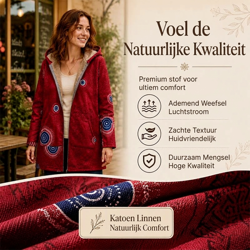 Lange Jas met Bloemenprint, Capuchon en Ritssluiting-3