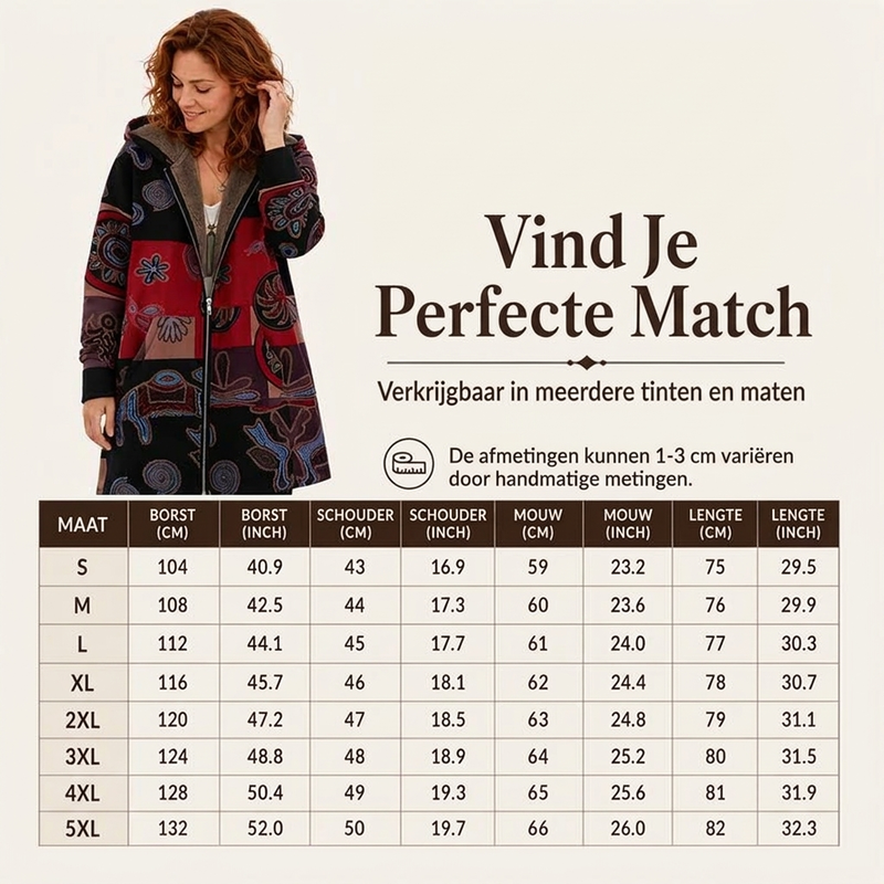 Lange Jas met Bloemenprint, Capuchon en Ritssluiting-5