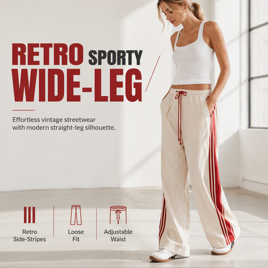 Women’s Striped Drawstring Wide-Leg Pants with Pockets