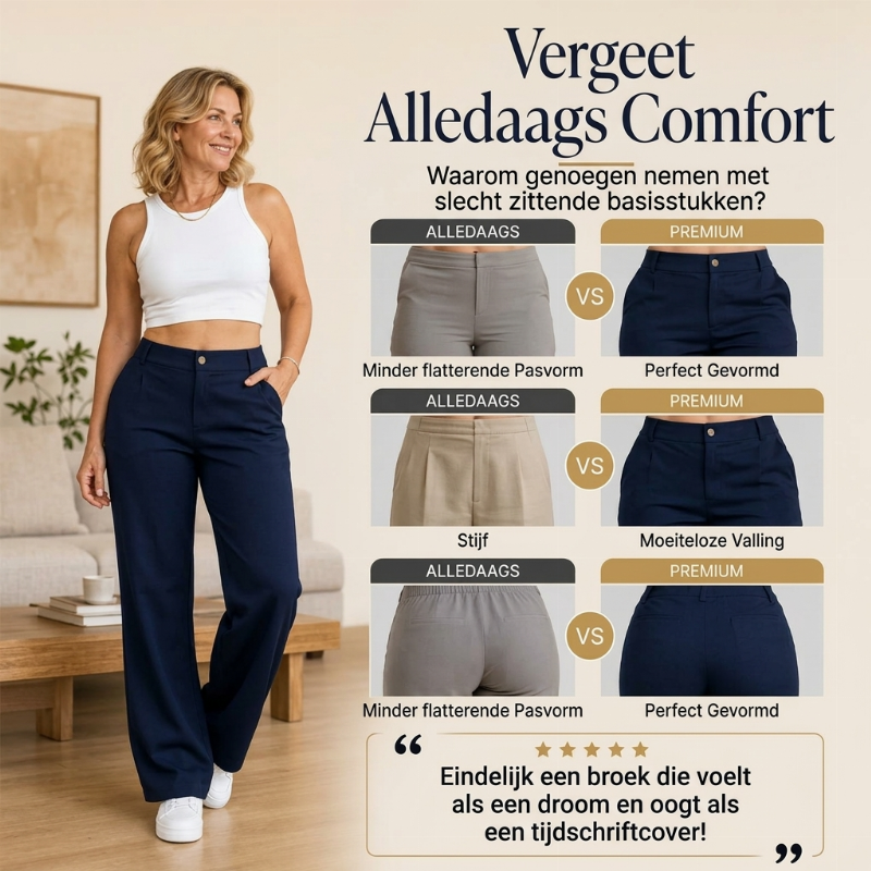 Elegante High-Waist Broek met Rechte Wijde Pijpen-2