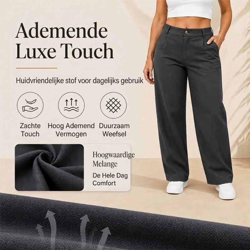 Elegante High-Waist Broek met Rechte Wijde Pijpen-3