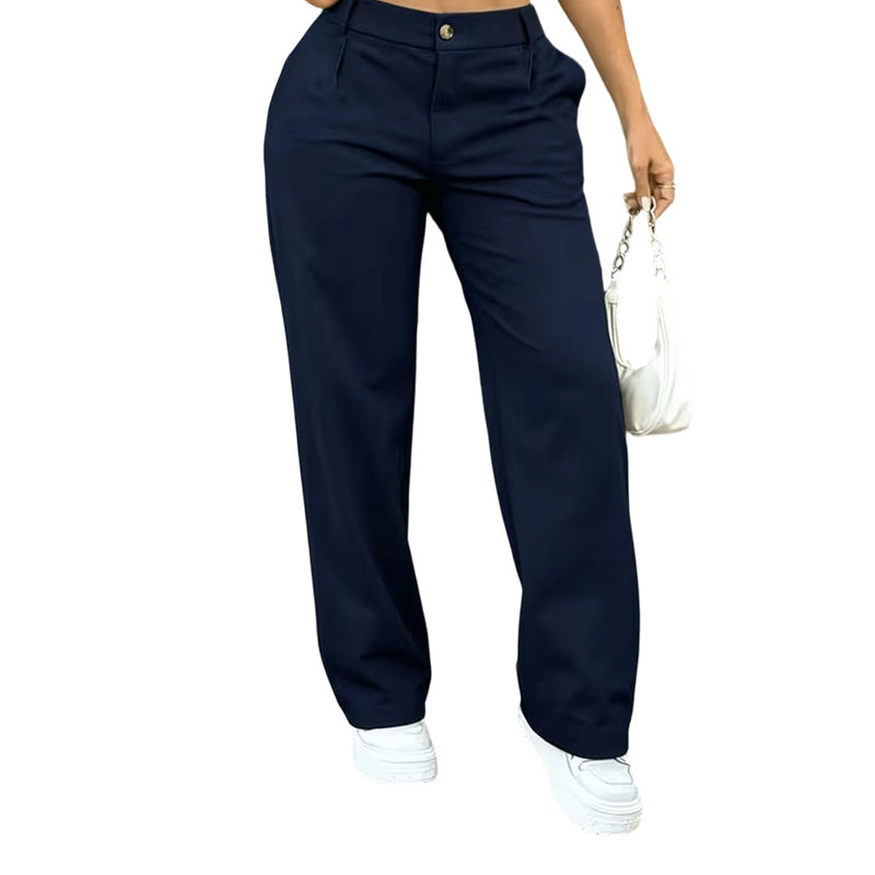 Elegante High-Waist Broek met Rechte Wijde Pijpen-10
