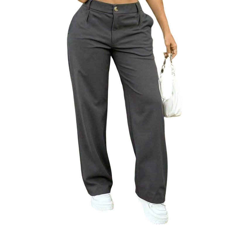 Elegante High-Waist Broek met Rechte Wijde Pijpen-11