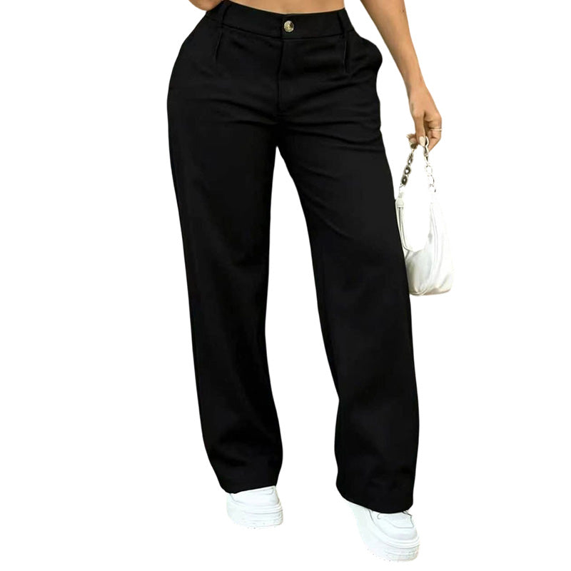 Elegante High-Waist Broek met Rechte Wijde Pijpen-13
