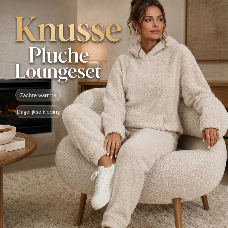 Zachte Teddy Lounge Set met Capuchon en Relaxte Broek-1