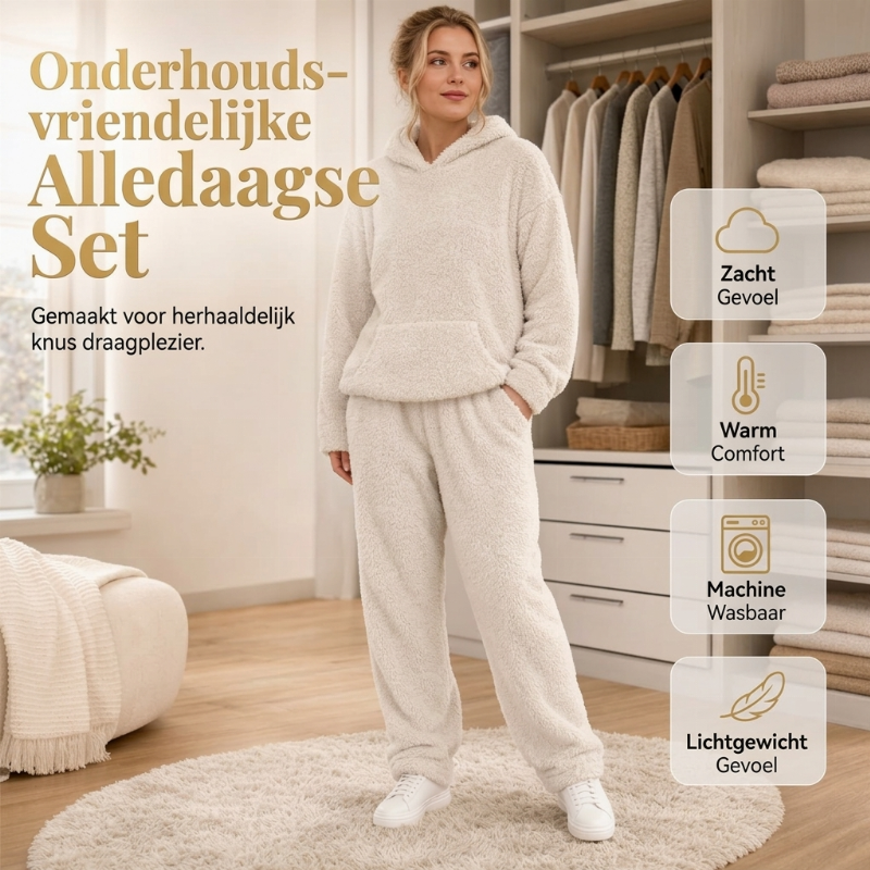 Zachte Teddy Lounge Set met Capuchon en Relaxte Broek-2