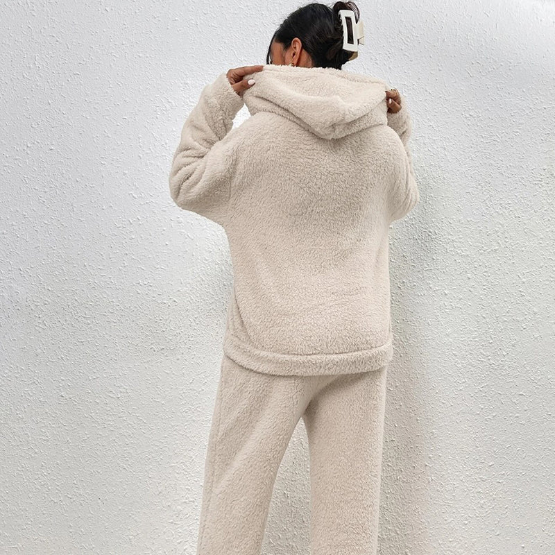 Zachte Teddy Lounge Set met Capuchon en Relaxte Broek-5