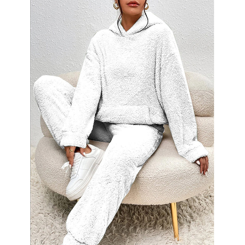 Zachte Teddy Lounge Set met Capuchon en Relaxte Broek-14