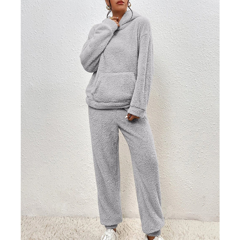 Zachte Teddy Lounge Set met Capuchon en Relaxte Broek-13