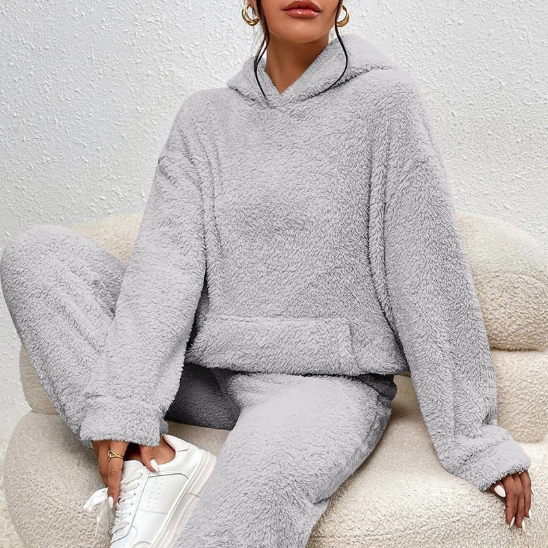 Zachte Teddy Lounge Set met Capuchon en Relaxte Broek-9