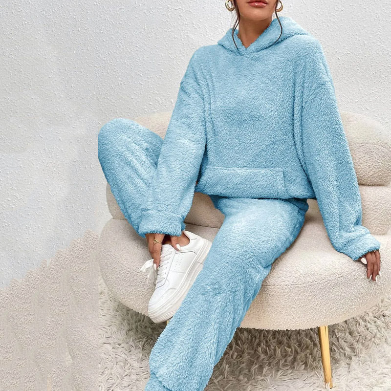 Zachte Teddy Lounge Set met Capuchon en Relaxte Broek-10