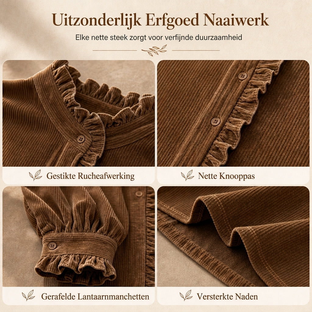 Corduroy Blouse met Ruches en Lantaarnmouwen-4