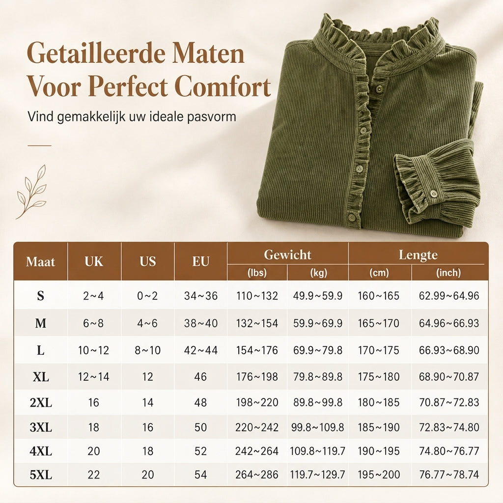 Corduroy Blouse met Ruches en Lantaarnmouwen-7