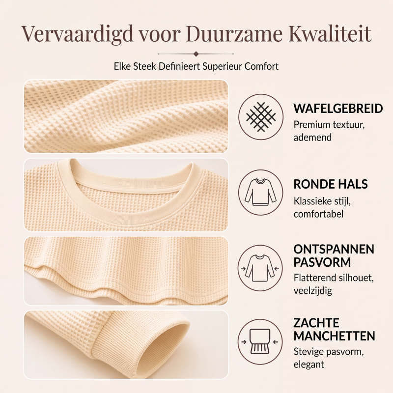 Zachte Wafelgebreide Trui met Ronde Hals-1