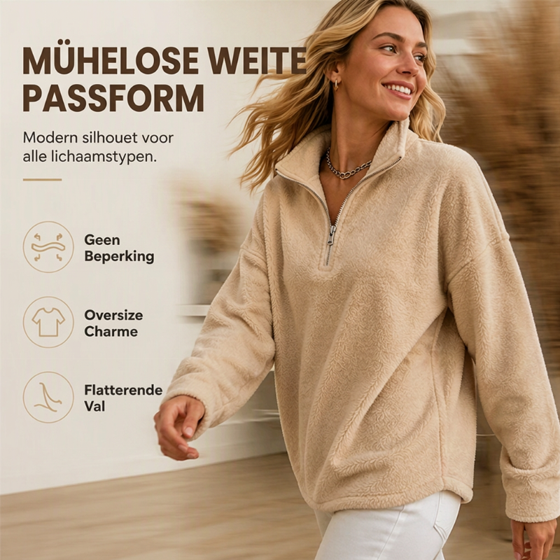 Ultrazachte Fleece Trui met Halve Rits-1